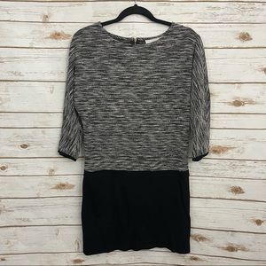 Loft Black Marled Blouson Long Sleeve Career Dress